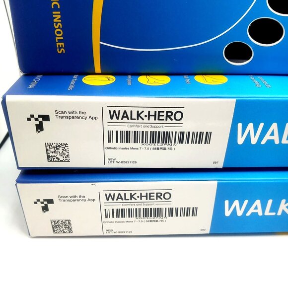 Walk-Hero Medical Orthotic Insoles Men's Size 7-7.5 Plantar Fasciitis Feet Pain - Picture 9 of 11